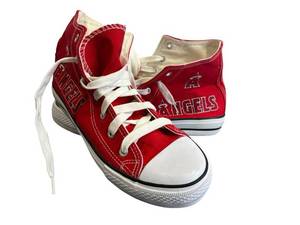 lot 35 image: MLB Los Angeles Angels Canvas High Top Shoes (Mens Size 9  EU 43) in Overall Good Condition