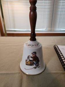 lot 39 image: Vintage Gorham Fine China Dinner Bell A Boy Meets His Dog 1979