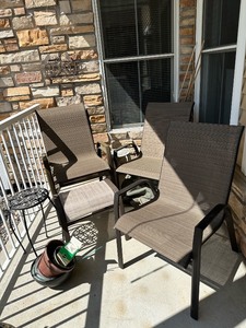 lot 250 image: Patio Furniture 4 Chairs 1 Foot Rest 2 End tables