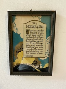lot 21 image: 1925 Maurine Hathaway  The Memory Of You  Framed Vintage Poem 6.5x4.5