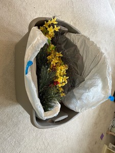 lot 154 image: Bin of Floral and Holiday Wreaths