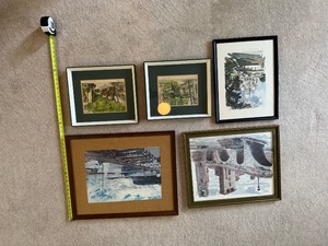 lot 130 image: Lot of Various Vintage Framed Prints Watercolor Aldo Raimondi Le Sacre Coeur Paris William McK. Spierer Watercolor  Rambler Rose Lane  William McK. Spierer Watercolor  Main Street
