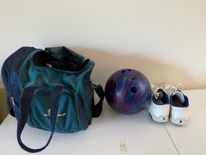 lot 135 image: Bowling Ball Bag and Shoes