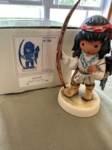 lot 198 image: RARE Vintage Limited Edition DeGrazia Goebel Figurine in Original Packaging My First Arrow Valued at $395