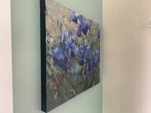 lot 4 image: Impressionistic Modern Periwinkle Flower Painting