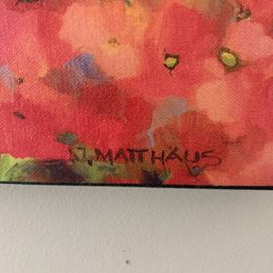 lot 5 image: Contemporary Landscape Painting with Poppies and Italian Villa