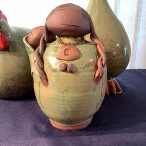 lot 101 image: Mother and Child Sculpture, 2 Large Chickens