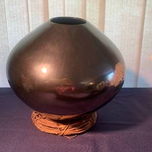 lot 122 image: Black Vase, Glass Vase and Coral