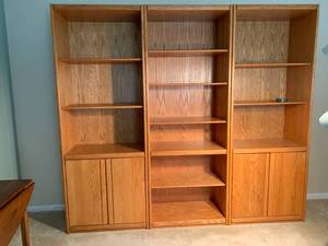 lot 128 image: Three Large Wood Shelf Units