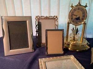 lot 128A image: Picture Frames and Anniversary Clock