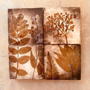 lot 16 image: Pair of Arlene Knaak Clay Artworks and Set of Coordinating Bathroom Accessories