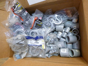 lot 195 image: Box of Conduit Fittings and Straps