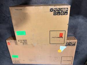 lot 24 image: HOMESTYLES 54 in. Rectangular Black 5 Drawer Executive Desk with Keyboard Tray  Customer Returns See Pictures