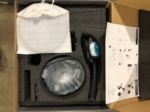 lot 38 image: 7-Spray Dual Wall Mounted Shower Head Shower System and Handheld Shower Head 1.8 GPM in Matte Black Valve included Customer Returns See Pictures