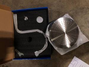 lot 42 image: MODONA 1-Spray 10 in. Single Wall MountHigh Pressure Fixed Shower Head in Satin Nickel Customer Returns See Pictures