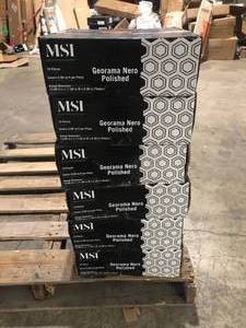 lot 2 image: Lot of MSI Georama Nero 13 in. x 11 in. x 10 mm Polished Marble Mosaic Tile (9.9 sq. ft.  case)  Customer Returns See Pictures