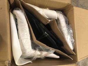 lot 8 image: Beige Faux Leather Upholstered Dining Chairs with U-shaped Legs (Set of 2 Black Legs Chairs) Customer Returns See Pictures