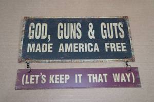 lot 55 image: Metal God, Guns & Guts Sign