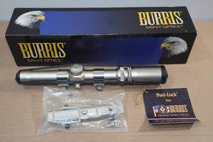 lot 73 image: Burris Handgun Scope - 1.5x-4x Nickel Posi-Lock