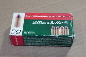 lot 118 image: 50 Sellier & Bellot 9mm Browning Court.380 Auto 92 Gr FMJ Ammo