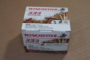 lot 138 image: 333 Winchester .22 LR 36 Gr Plated HP Ammo