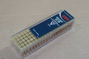 lot 140 image: 100 CCI Mini Mag .22 LR 40 Gr Plated RN Ammo