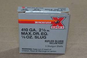 lot 141 image: 5 Winchester Super-X .410 Bore 2-12 HP Rifled Slugs