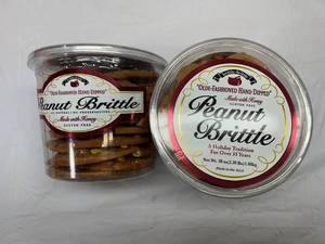 lot 384 image: 2x 38oz Tubs Olde-Fashoned Hand Dipped Peanut Brittle
