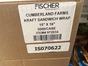 lot 409 image: 1,000 15x16 Kraft Sandwich Wrap