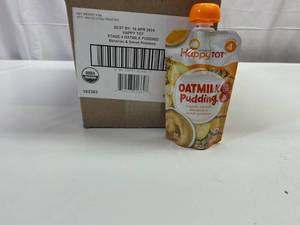 lot 434 image: II. 2x16x 4oz(32) Pouches Happy Tot Stage 4 Oatmilk Pudding-Bananas & Sweet Potatoes