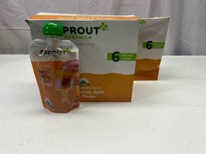lot 422 image: JJ. 24x 3.5oz Pouches Sprout Organics Carrot,Apple & Mango