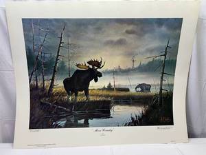 lot 1 image: Les Kouba Signed ARTIST PROOF Moose Country