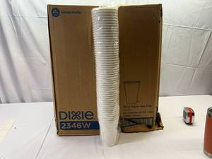 lot 23 image: MM. Box of 1000 Dixie 16oz Paper Hot Cup-White