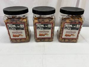 lot 47 image: OO. 3x 24oz H.K. Anderson Peanut Butter Filled Pretzels