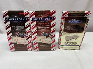 lot 71 image: MM. 3x 4.45oz Ghirardelli DARK Chocolate Peppermint Bark