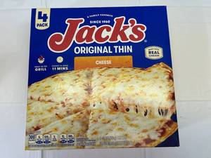 lot 101 image: 1x 4 pack Jacks Orignal Cheese Thin Crust Pizza