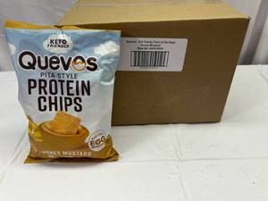 lot 123 image: 6x 3.2oz Bag Quevos Pita Style Protein Chips-Honey Mustard