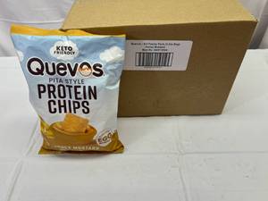 lot 124 image: 6x 3.2oz Bag Quevos Pita Style Protein Chips-Honey Mustard