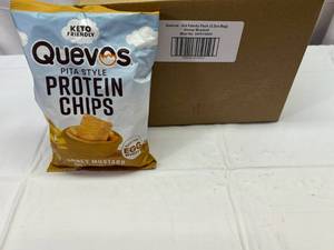 lot 126 image: 6x 3.2oz Bag Quevos Pita Style Protein Chips-Honey Mustard