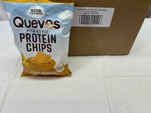 lot 127 image: 6x 3.2oz Bag Quevos Pita Style Protein Chips-Honey Mustard