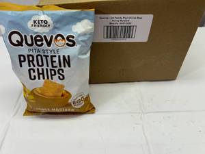 lot 128 image: 6x 3.2oz Bag Quevos Pita Style Protein Chips-Honey Mustard