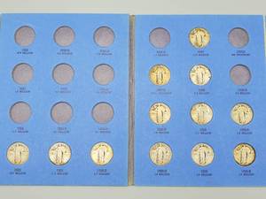 12 - 90% Silver Liberty Standing Quarters in Whitman Folder