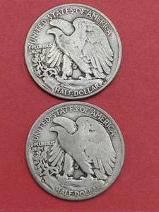 (2) Walking Liberty Half Dollars, 1944 & 1943-D