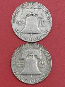 (2) Franklin Half Dollars, 1954-D & 1963-D