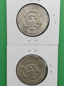 (2) 1964 90% Silver Kennedy Half Dollars