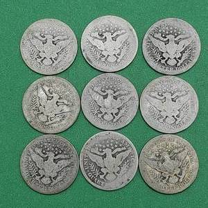(9) Barber Quarters - 90% Silver