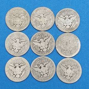 (9) Barber Quarters - 90% Silver