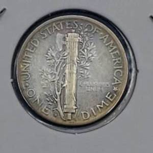 1945 Micro S Mercury Dime PLUS 10 Mercurey Dimes--90% Silver