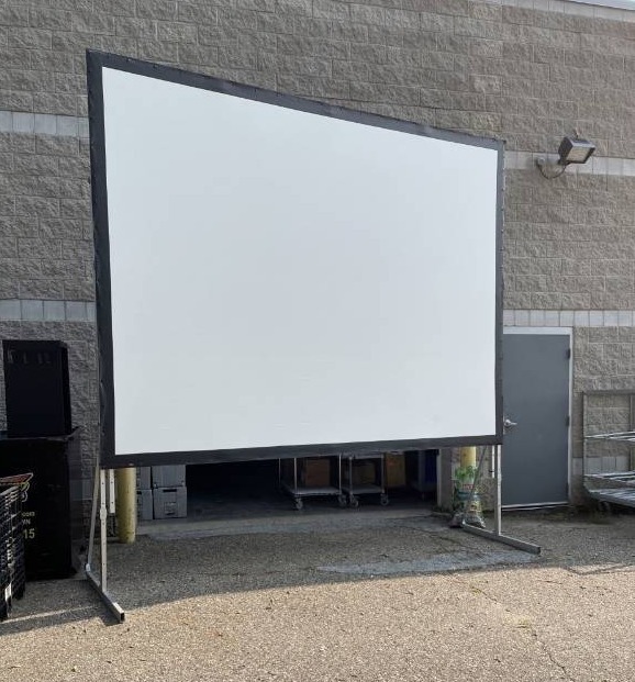 lot 7 image: HUGE Projection Screen - AV Stumpfl 10x14 Monoblox 64 Mobile  Portable Video Projector Screen System - 10.5 Feet by 14 Feet