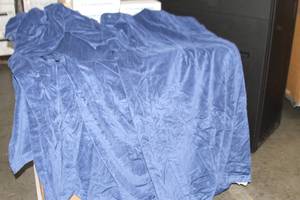 lot 40 image: HUGE Lot of Miscellaneous Stage Theater Screen Drapery Material - Blue and Black - Flameproof Heavy-Duty 21oz Fabric AV Stumpfl